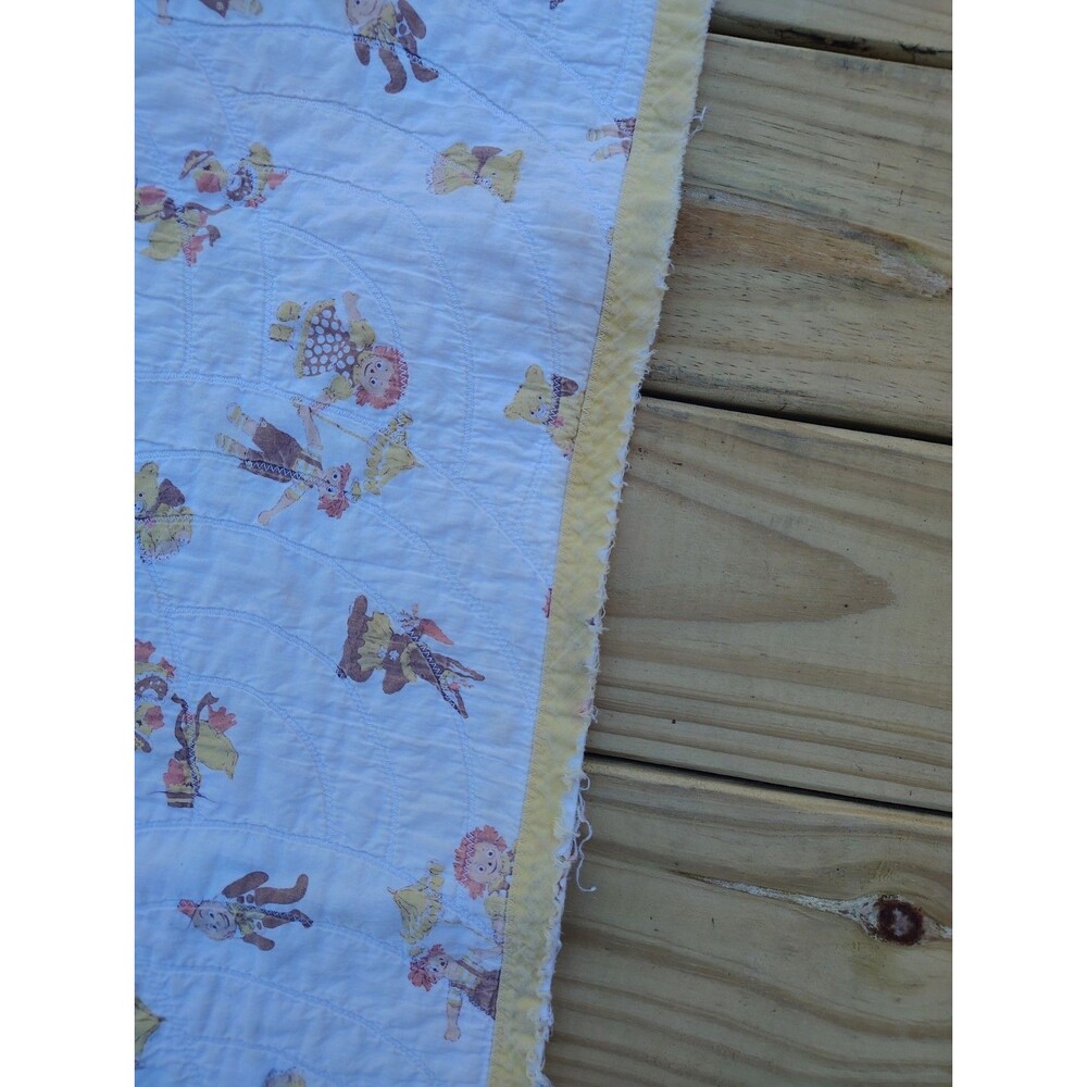 VTG Raggedy Ann and Andy blanket baby crib quilt Cottage Core Granny Core 45x33" - Picture 11 of 14
